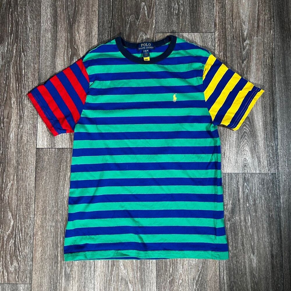 Polo Ralph Lauren Striped Colorblock Tee L 14-16 Y2K